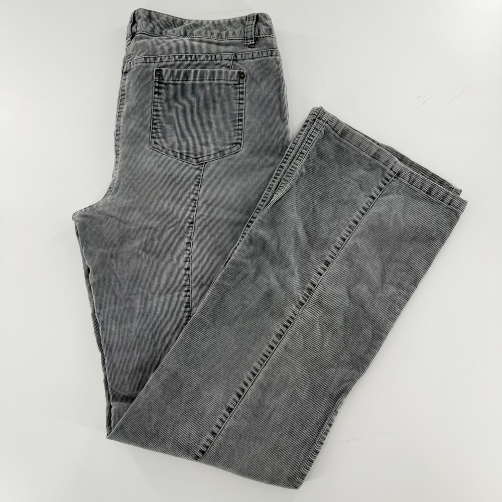 London Jean Corduroy Pants‎ The Christie Fit Y2K Women 14 Extra Long Gray Ribbed